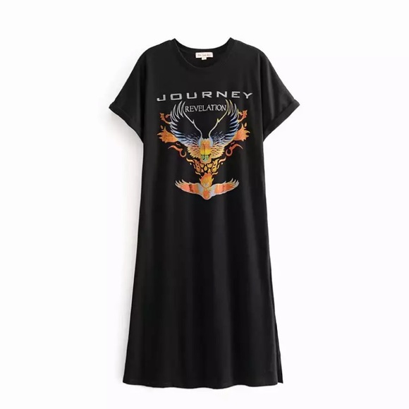 SOLD OUT Journey Revelation Black Graphic T-Shirt Dress - Picture 4 of 6